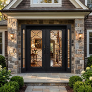 Thermal Break Geometric Iron Double Entry Door with Sidelights TW142