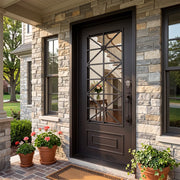 Modern Transitional Thermal Break Single Entry Door with Geometric Design TW147