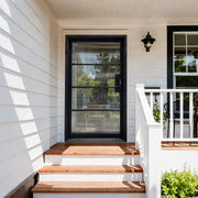 French Single Door with Reed Glass and Four Lite Design F130