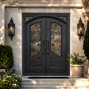 Thermal Break Wrought Iron Double Entry Door with Scrollwork TW140