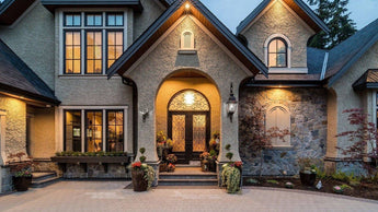 Elegant house exterior with legend decorative iron front door