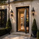 Legend Iron Doors luxury iron pivot front door with full solid panel