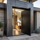 Modern geometric full metal pivot entry door