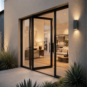 Panoramic Glass Pivot Door with Slim Steel Frame And Sidelights PT119