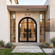 Round Top French Iron Double Door with Three Lite Design F135