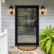 Thermal Break Country Style  Four Lite French Iron Single Door with Reed Glass TF130