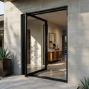 Legend Iron Doors iron pivot door with full glass panels