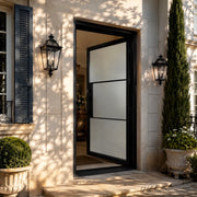 Modern Thermal Break French Iron Single Door with Three Lite Frosted Glass TF136