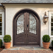 European Estate Thermal Break Wrought Iron Round Top Double Door TW143