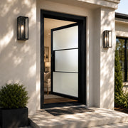 Classic French Iron Single Door with Three Lite Frosted Glass F136